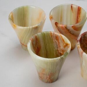 NWOT Set of 4 Green Onyx Shotglasses